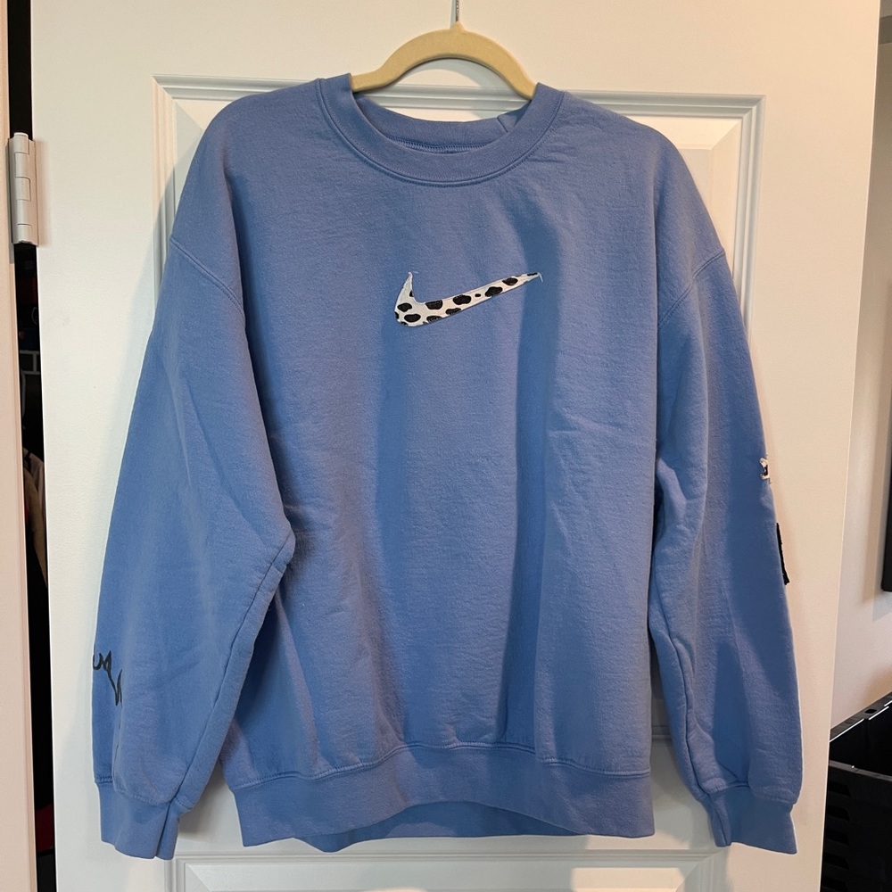 Custom Blue Cow Nike Crewneck Sweatshirt
